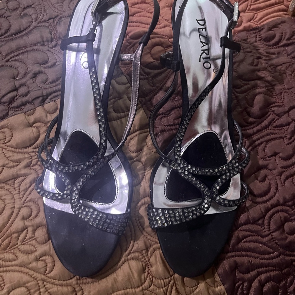 Dezario Elegant Black Rhinestone Heels
